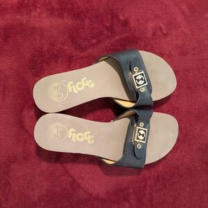 Women's Black Mules with Gold Accents